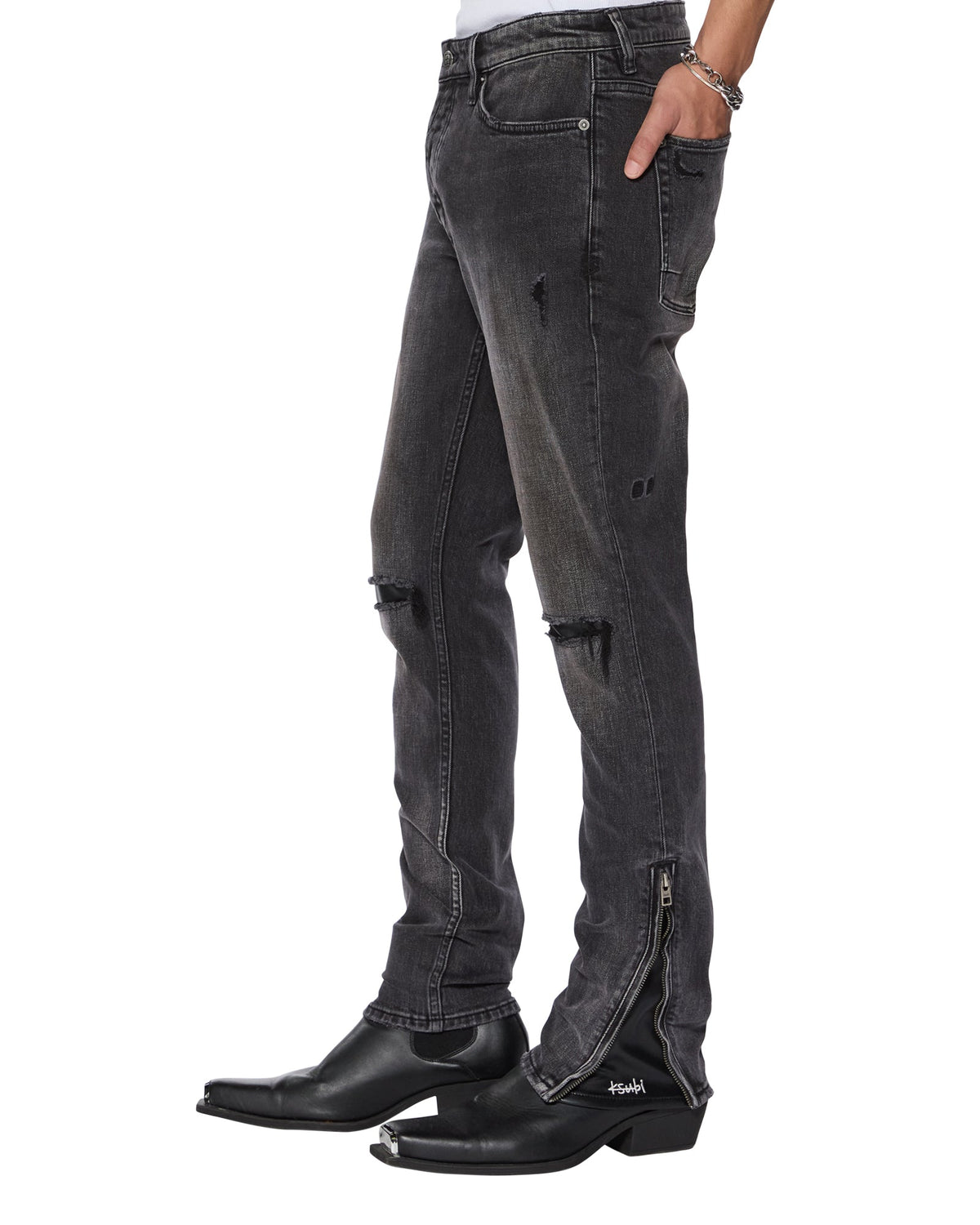 MENS VAN WINKLE TORQUED CHAMBER BLACK DENIM JEANS
