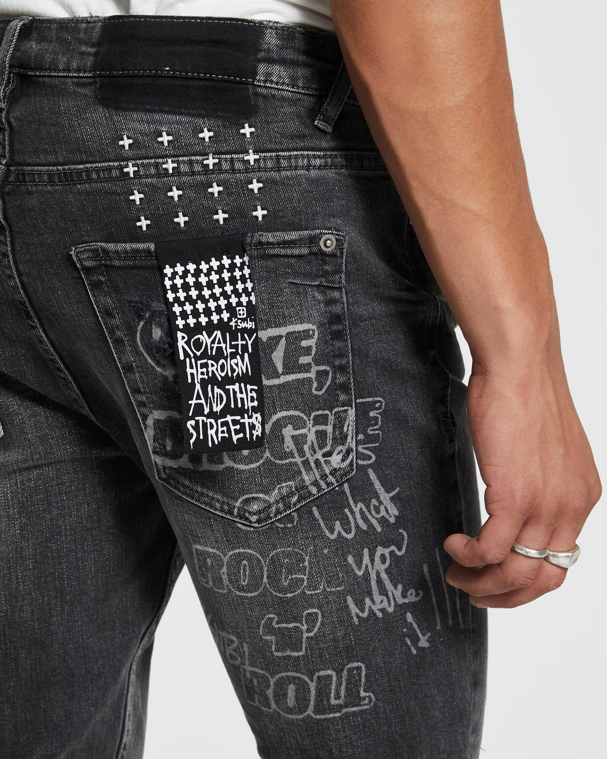 Mens Van Winkle Sexe Black Skinny Denim Jeans - Black