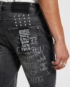 Mens Van Winkle Sexe Black Skinny Denim Jeans - Black