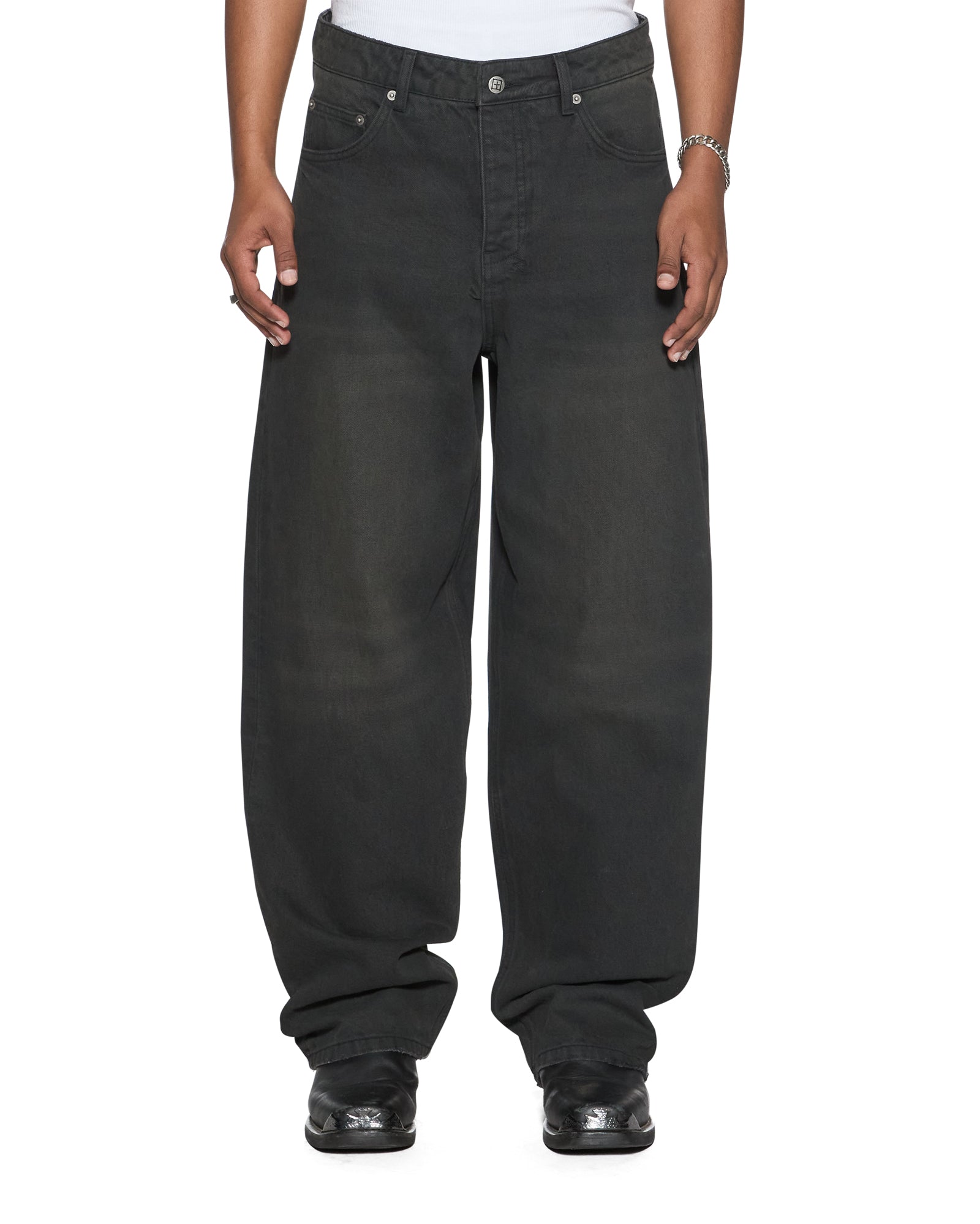 Mens Vorteks Graphite Barrel Leg Denim Jeans | Ksubi ++