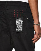 MENS WOLFGANG LAID BLACK DENIM JEANS