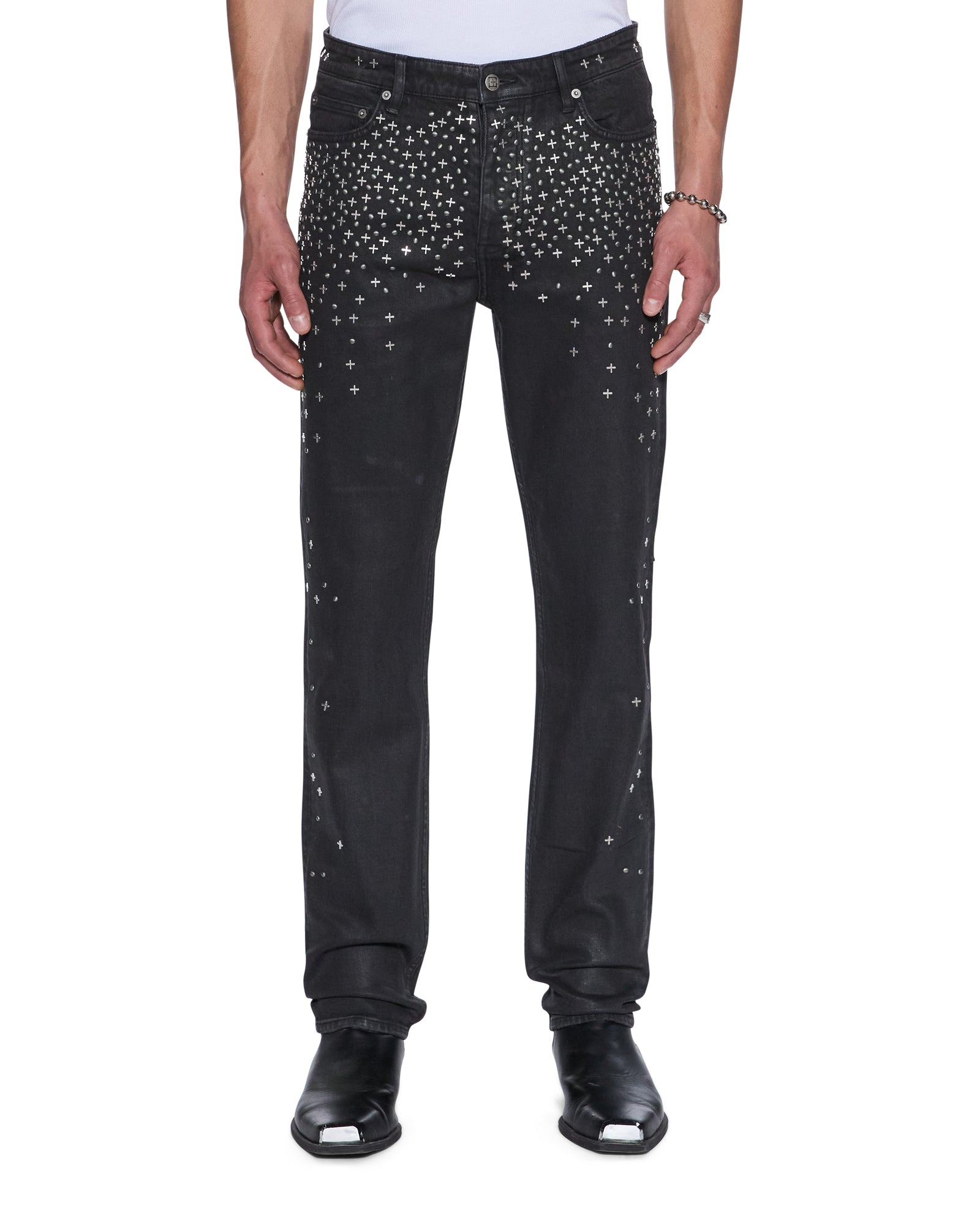 MENS  CHITCH BACKSTAGE BLACK METALIK SLIM DENIM JEANS