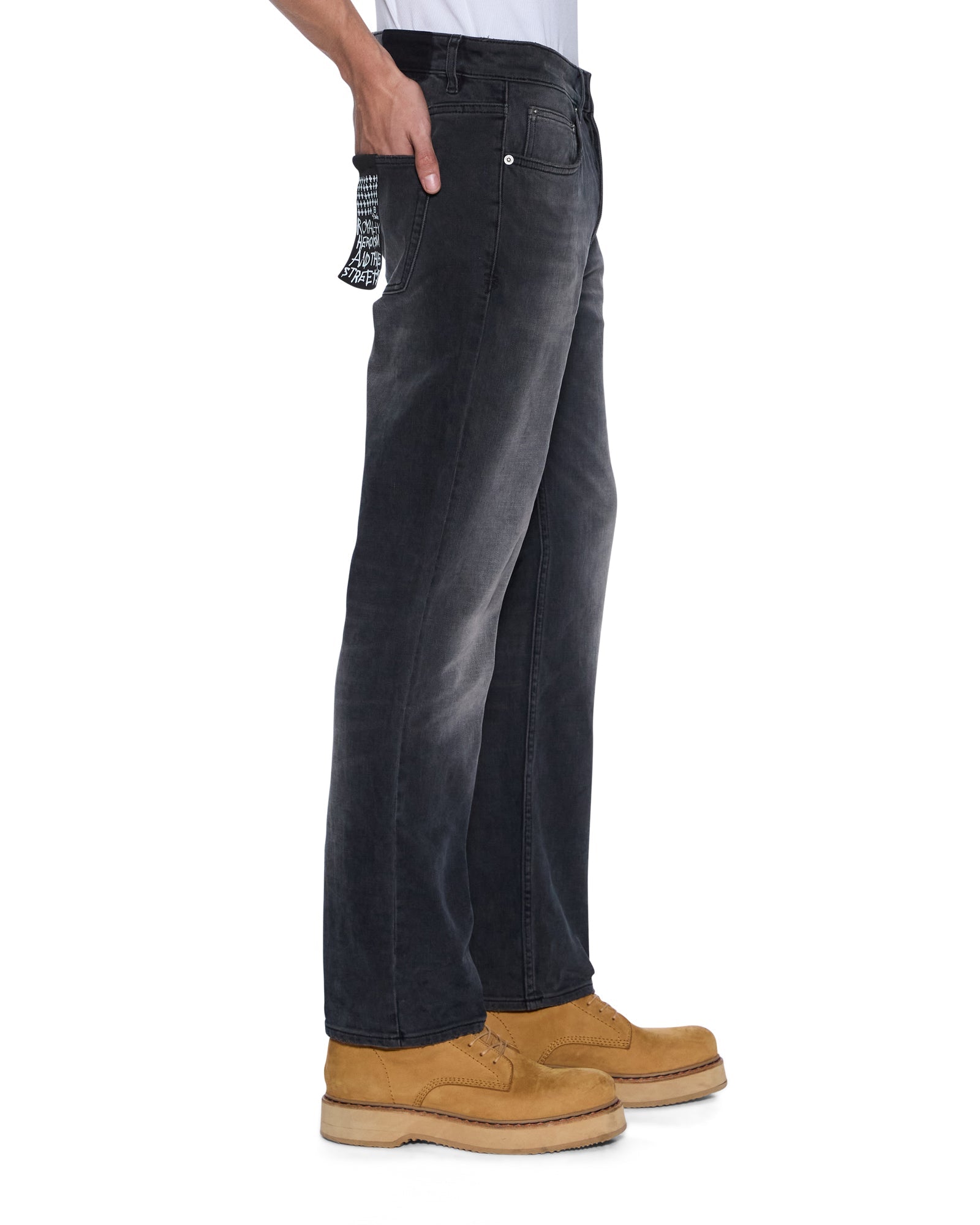 MENS HAZLOW POWDER GREY STRAIGHT DENIM JEANS