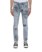 MENS VAN WINKLE ROGUE BLUE GRAFFITI DENIM JEANS