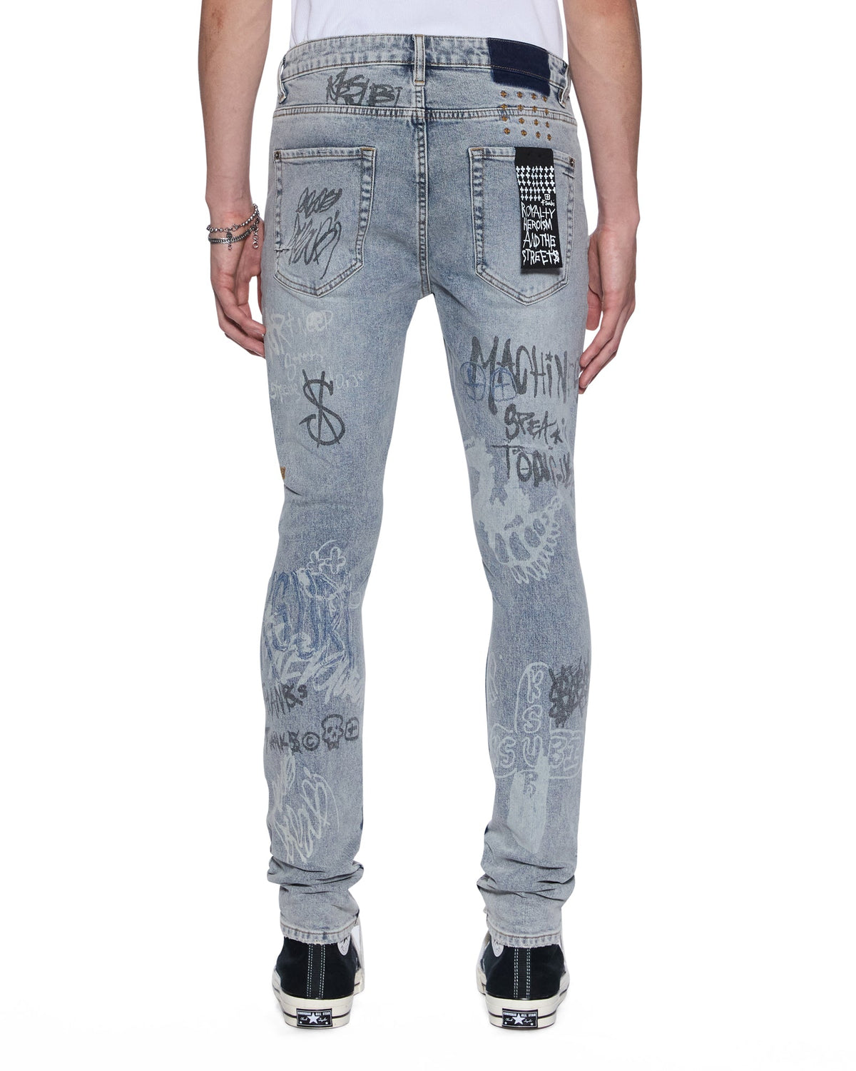 MENS VAN WINKLE ROGUE BLUE GRAFFITI DENIM JEANS