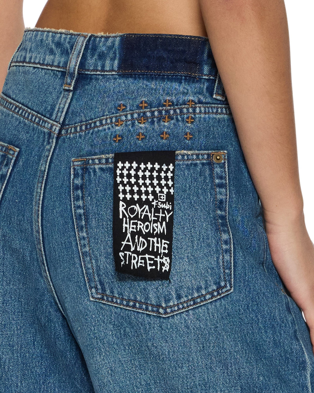 WOMENS BARREL JEAN AGED DENIM JEANS