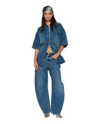 WOMENS BARREL JEAN AGED DENIM JEANS