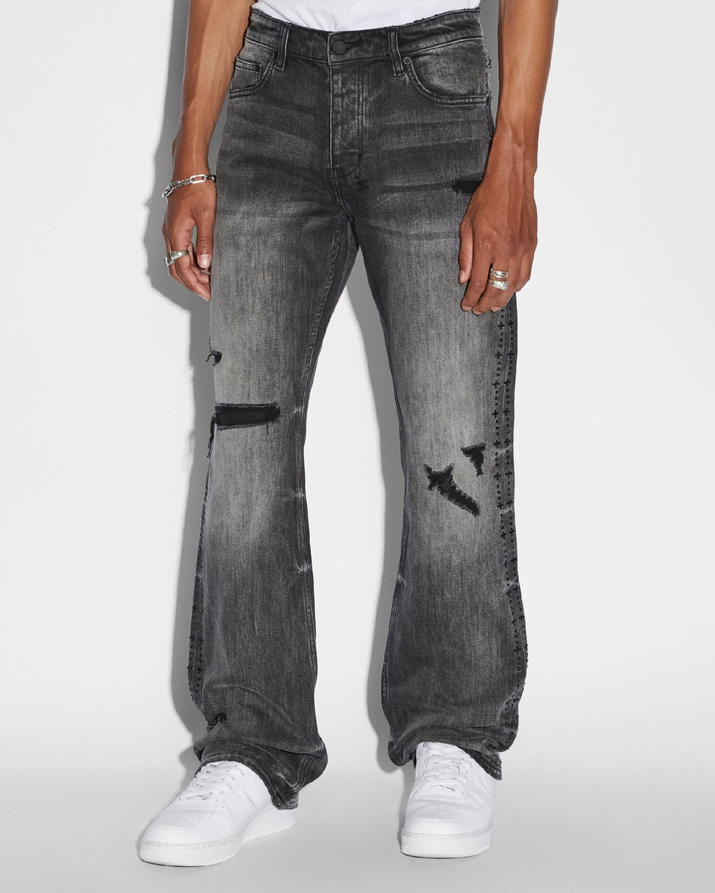 MENS BRONKO BLACK METAL DENIM JEANS