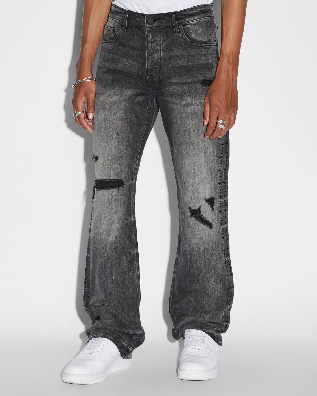MENS BRONKO BLACK METAL DENIM JEANS