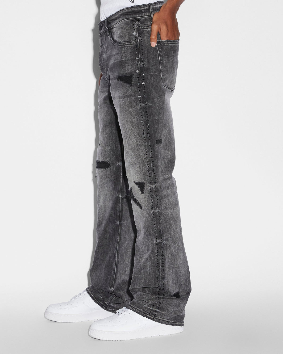 MENS BRONKO BLACK METAL DENIM JEANS