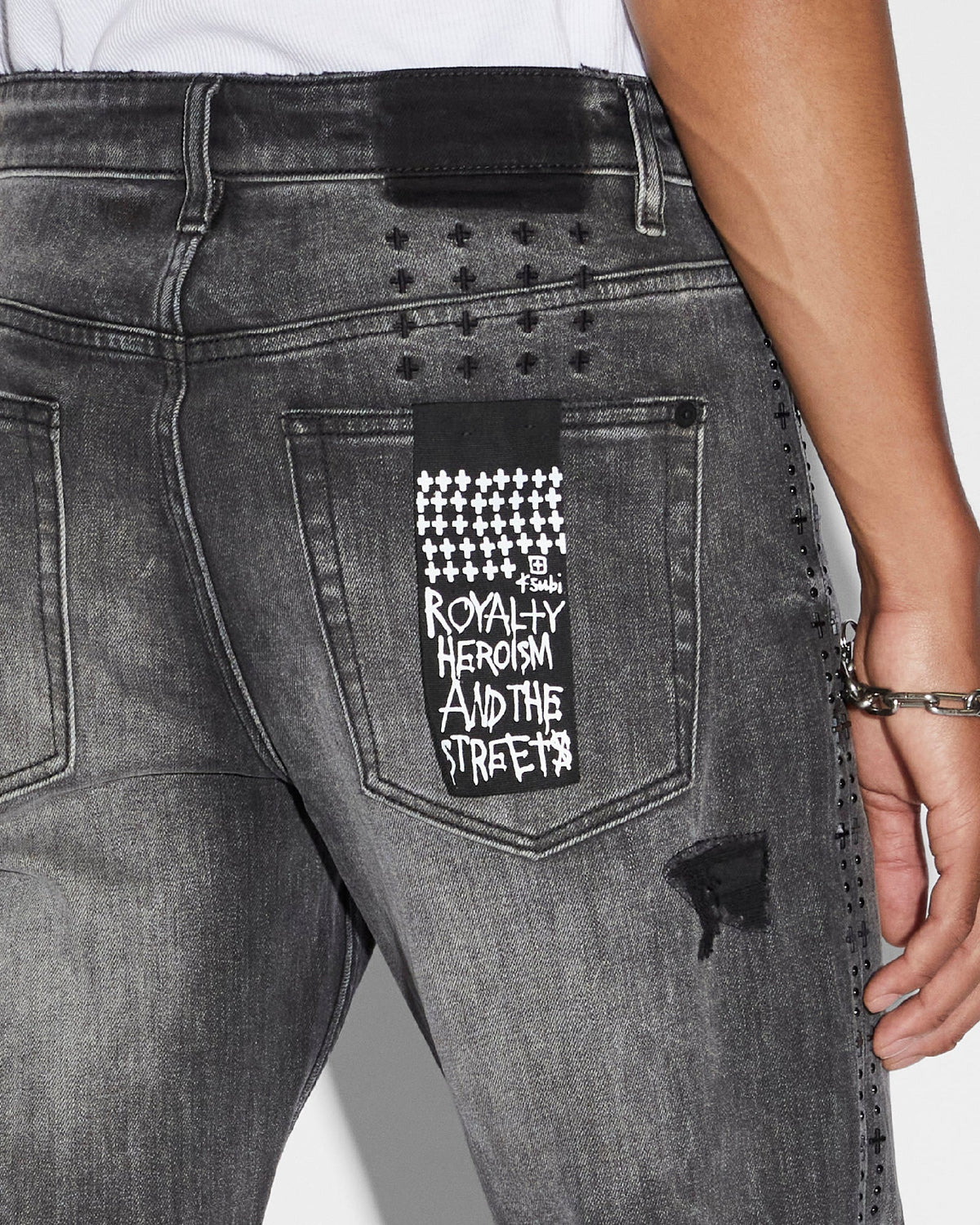 MENS BRONKO BLACK METAL DENIM JEANS