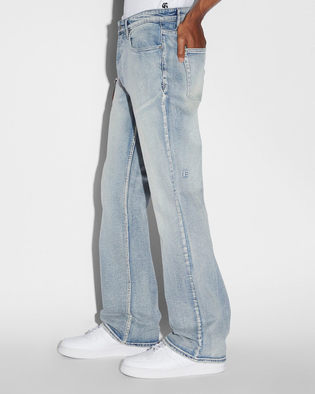 Mens Bronko Punk Blue Bootcut Denim Jeans - Denim