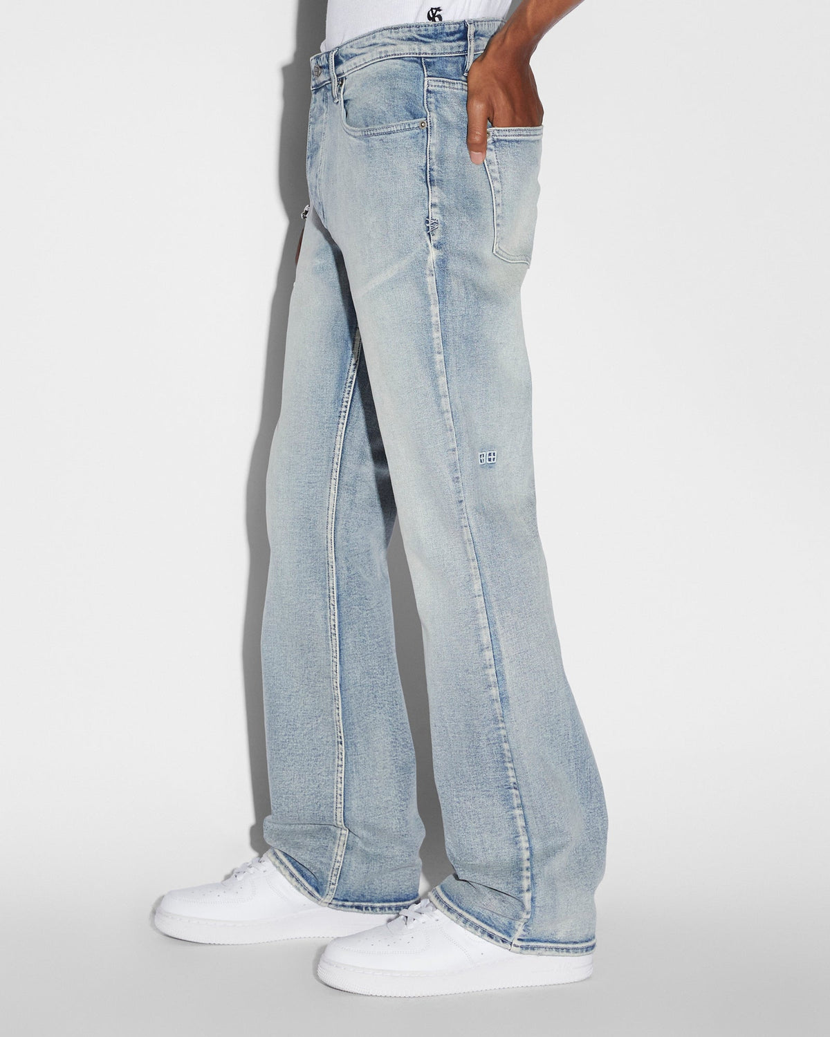 Mens Bronko Punk Blue Bootcut Denim Jeans - Denim