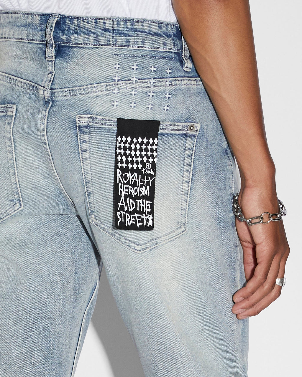 Mens Bronko Punk Blue Bootcut Denim Jeans - Denim