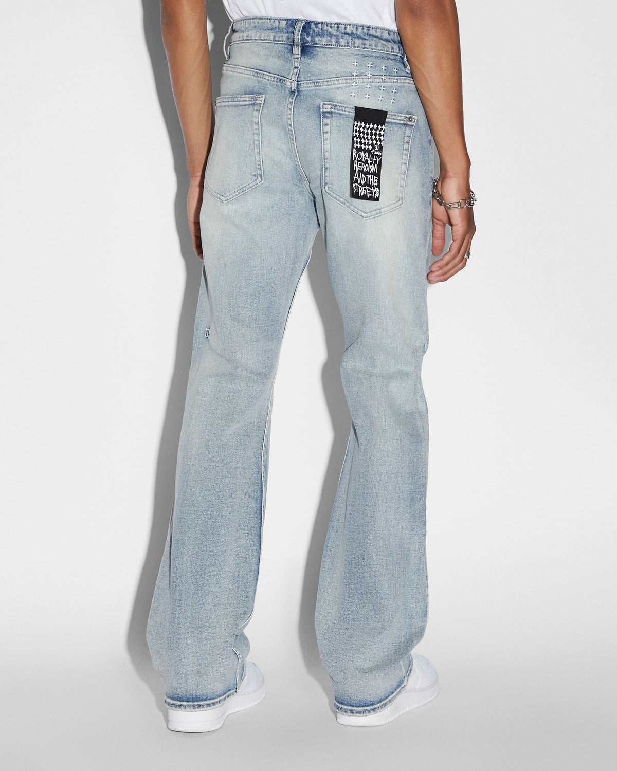 Mens Bronko Punk Blue Bootcut Denim Jeans - Denim