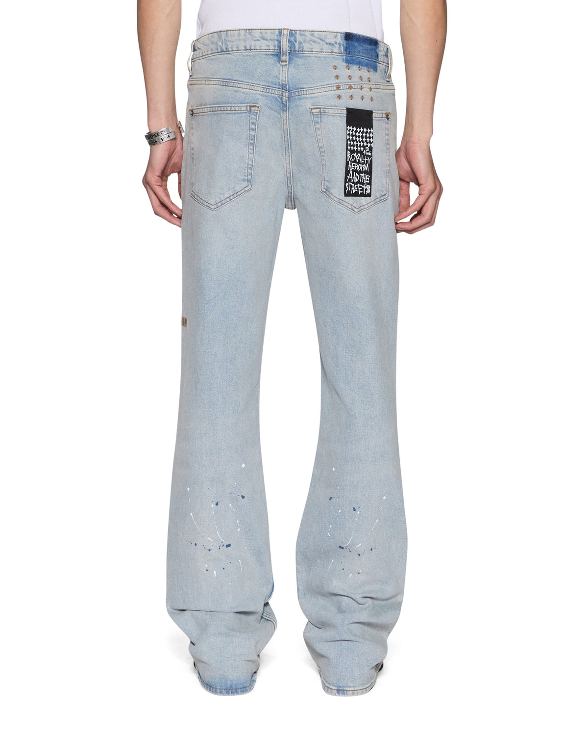 Mens Bronko Krystal Painted Bootcut Denim Jeans - Denim