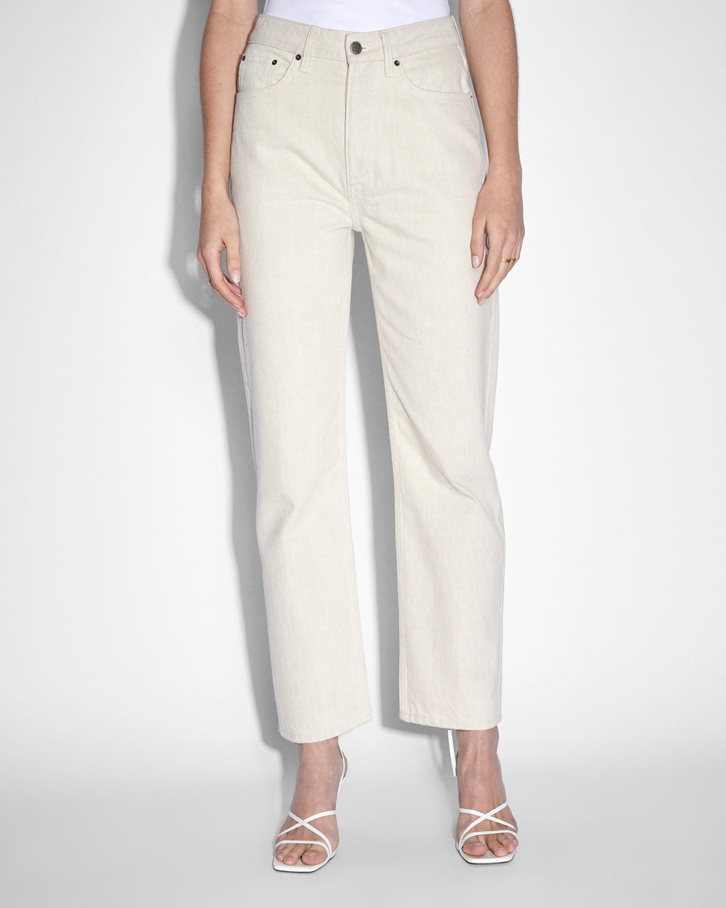 Womens Brooklyn Jean Ecru Straight Denim Jeans - White