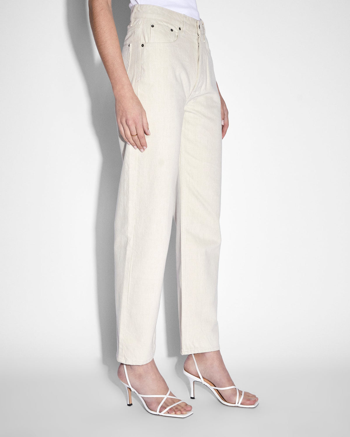 Womens Brooklyn Jean Ecru Straight Denim Jeans - White