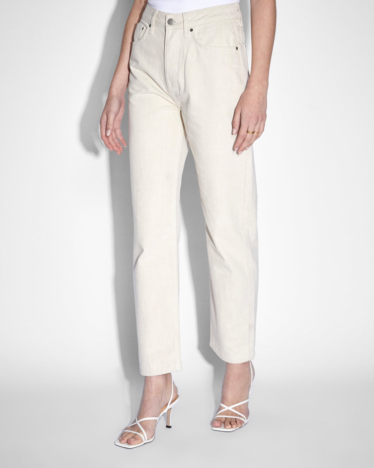 Womens Brooklyn Jean Ecru Straight Denim Jeans - White