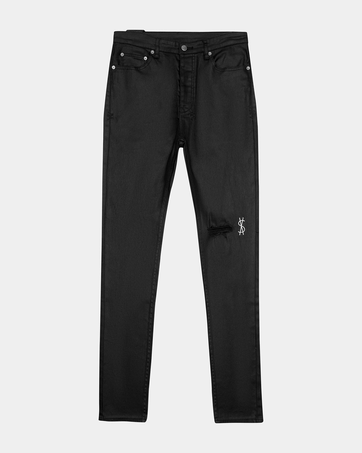 Mens Chitch Waxed Silver Slim Denim Jeans - Black