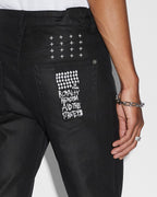 Mens Chitch Waxed Silver Slim Denim Jeans - Black