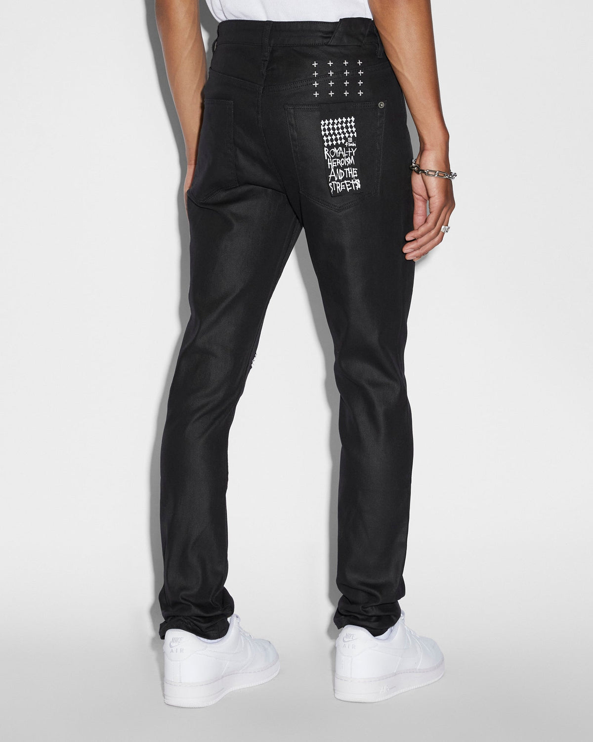 Mens Chitch Waxed Silver Slim Denim Jeans - Black