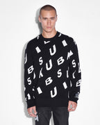MENS LETTERS KNIT CREW BLACK KNITWEAR