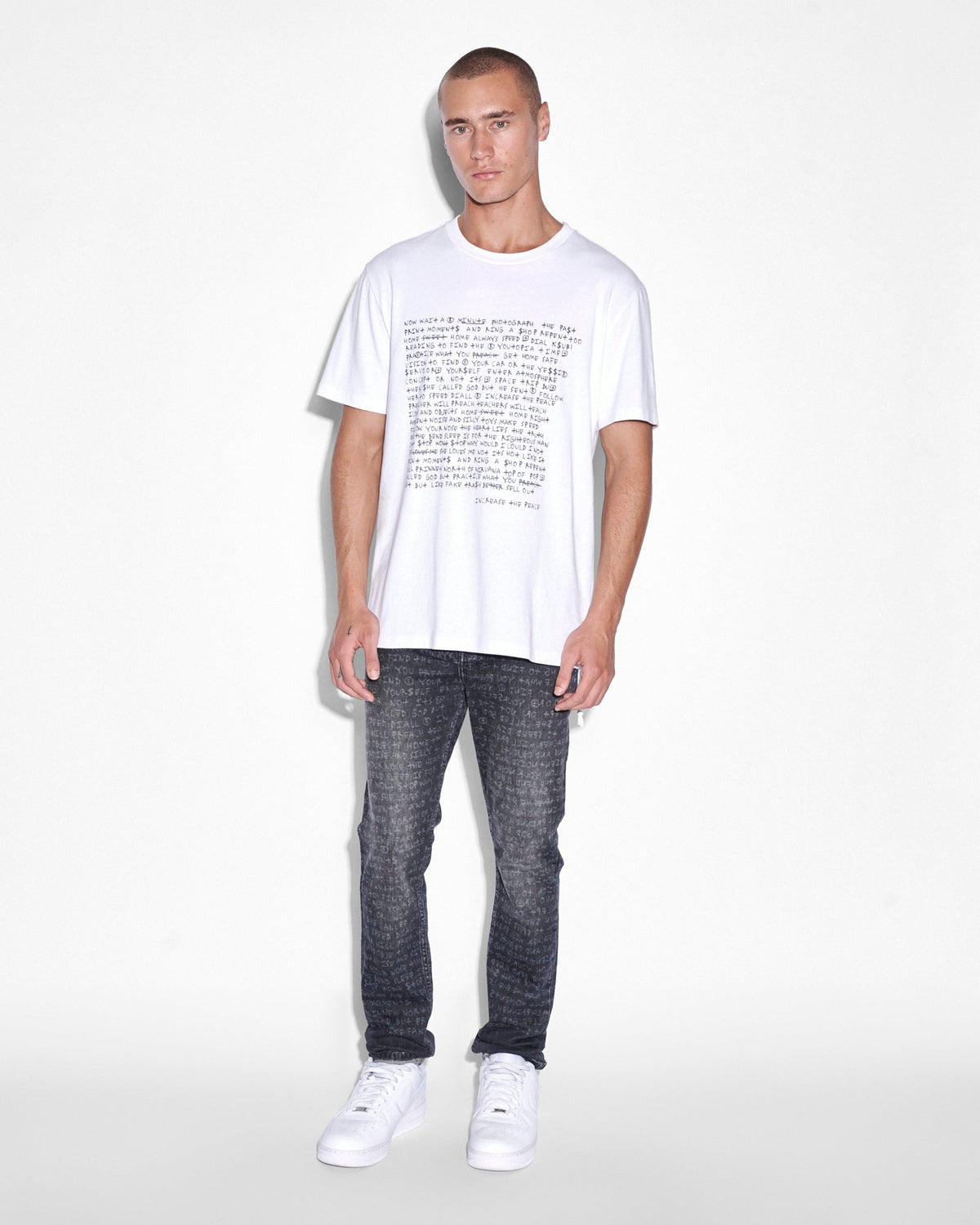 MENS WHITENOISE KASH SS TEE SPACE WHITE TEES