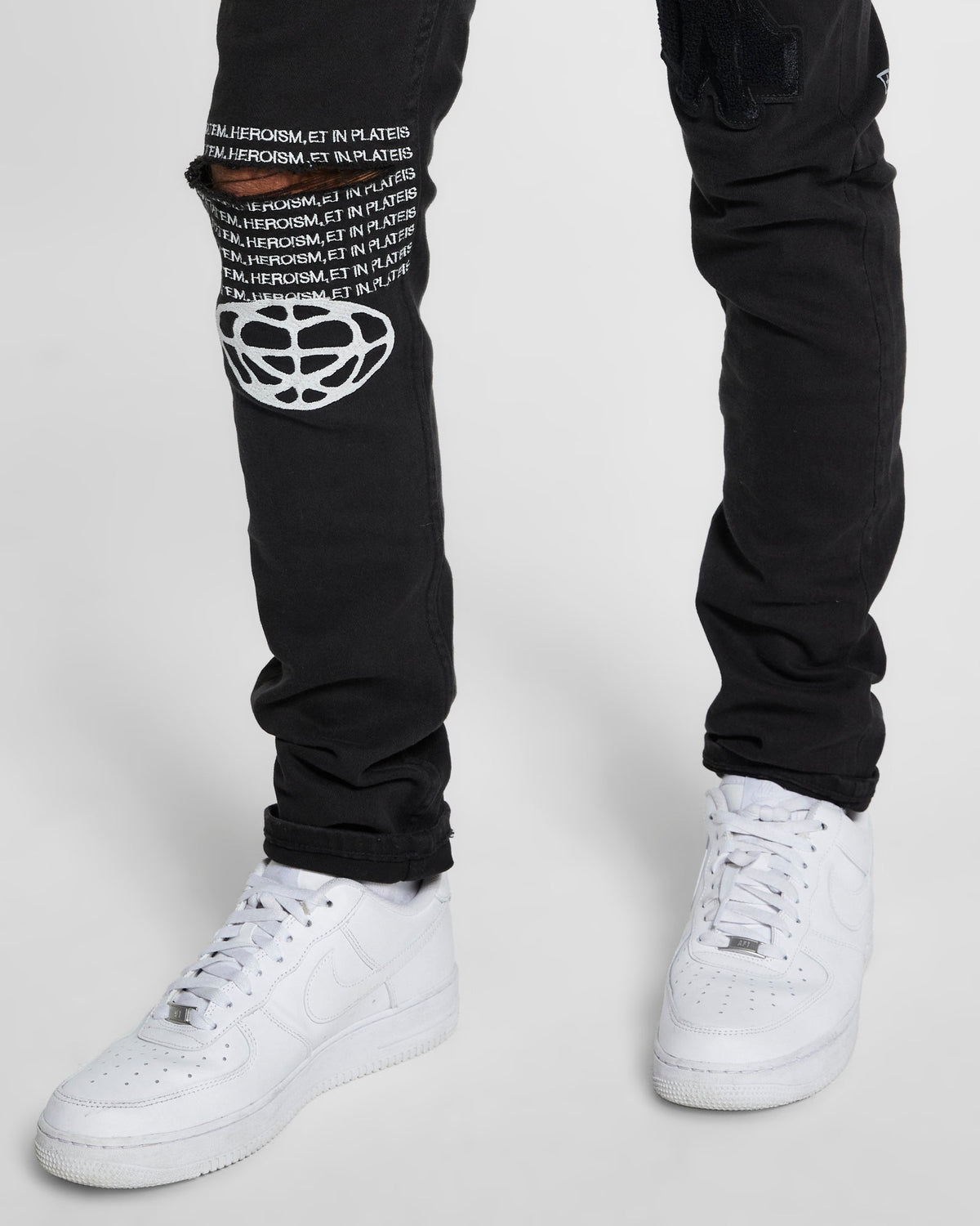 MENS CHITCH K PATCH ACE BLACK DENIM JEANS