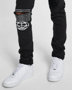 MENS CHITCH K PATCH ACE BLACK DENIM JEANS