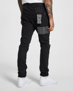 MENS CHITCH K PATCH ACE BLACK DENIM JEANS