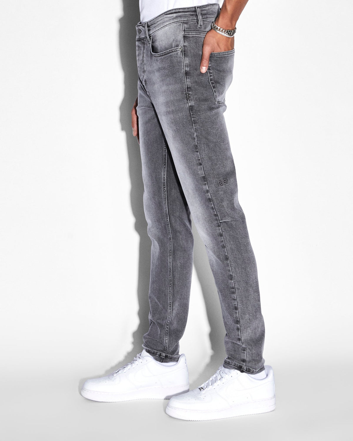 Mens Chitch Monokrome Slim Denim Jeans - Grey