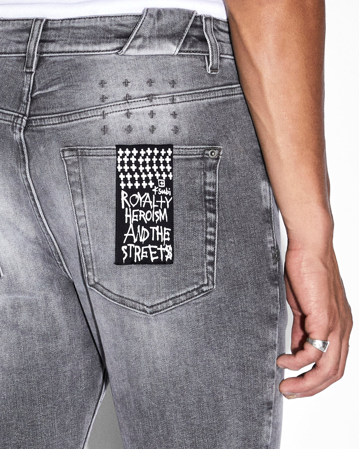 Mens Chitch Monokrome Slim Denim Jeans - Grey