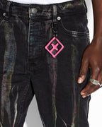 Mens Chitch Pink Refrakt Slim Denim Jeans - Black