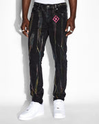 Mens Chitch Pink Refrakt Slim Denim Jeans - Black