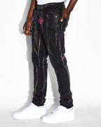 Mens Chitch Pink Refrakt Slim Denim Jeans - Black