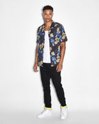 Mens Hyperflower Resort Ss Shirt Black Regular Shirts - Multi Colour