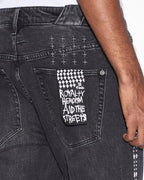 MENS CHITCH METALIK STRIPE BLACK DENIM JEANS
