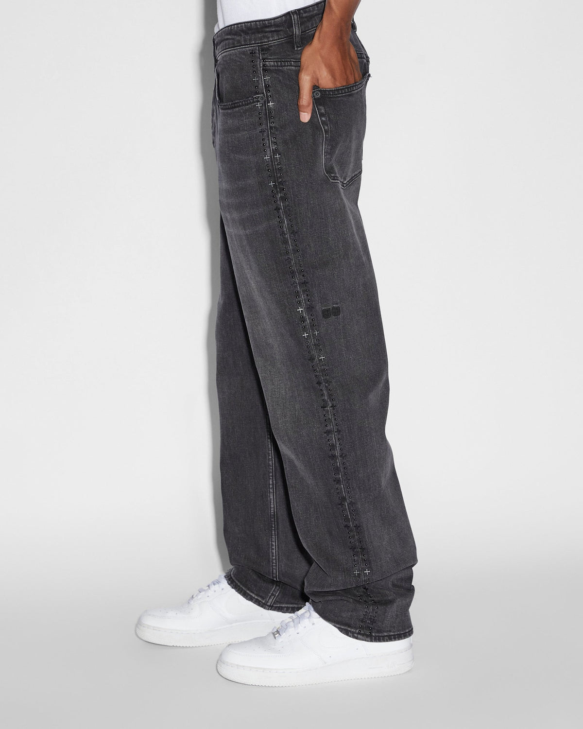MENS HAZLOW BLACK METAL DENIM JEANS