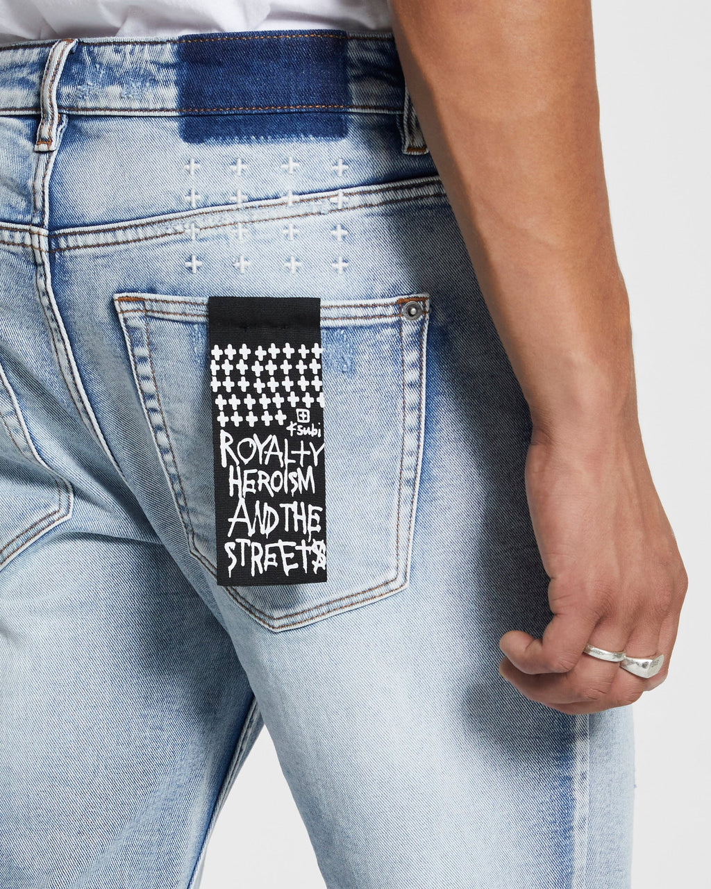 Mens Hazlow City High Trashed Straight Denim Jeans - Denim