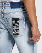 Mens Hazlow City High Trashed Straight Denim Jeans - Denim