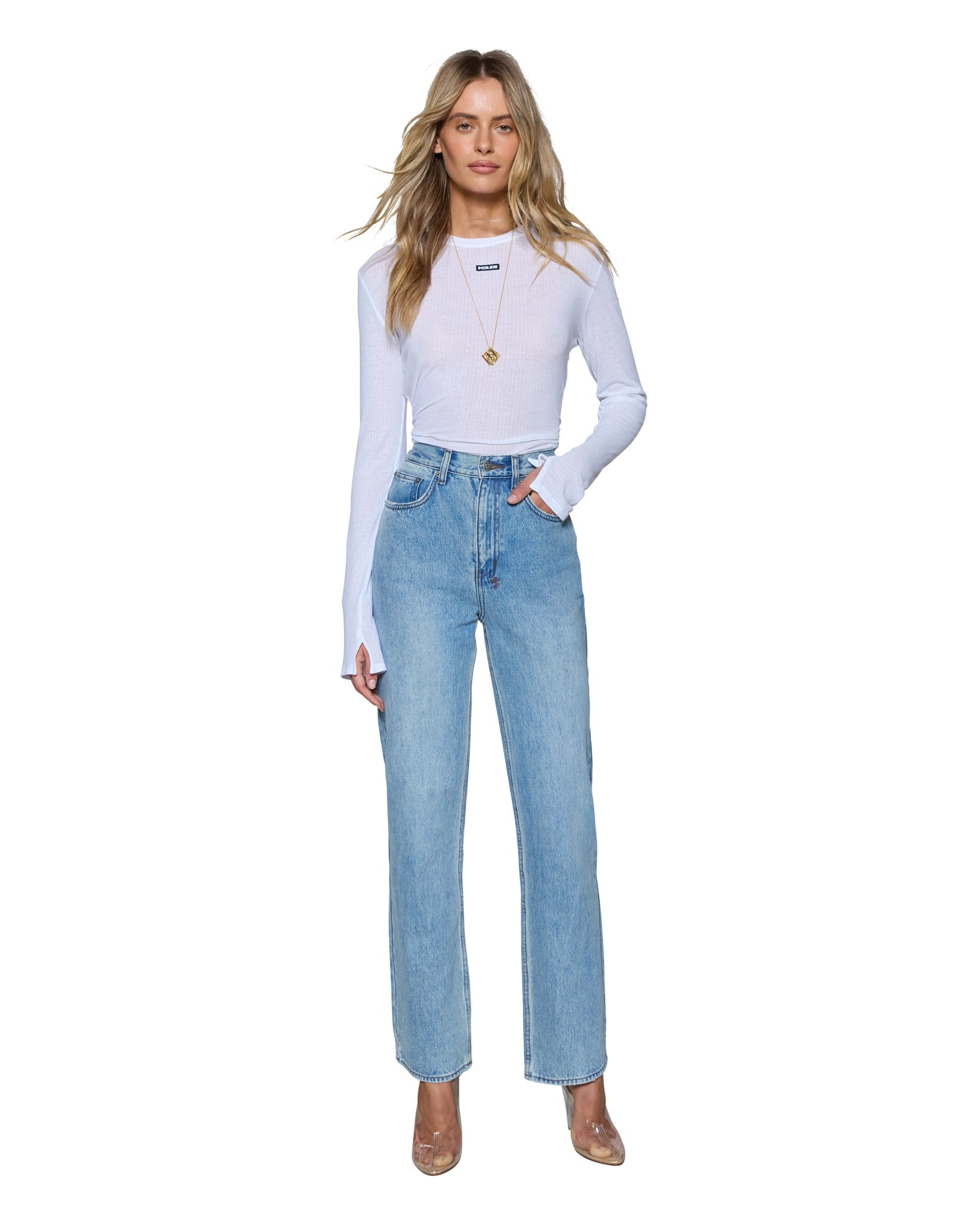 WOMENS  ICON JEAN BABES BLUE SLIM STRAIGHT DENIM JEANS