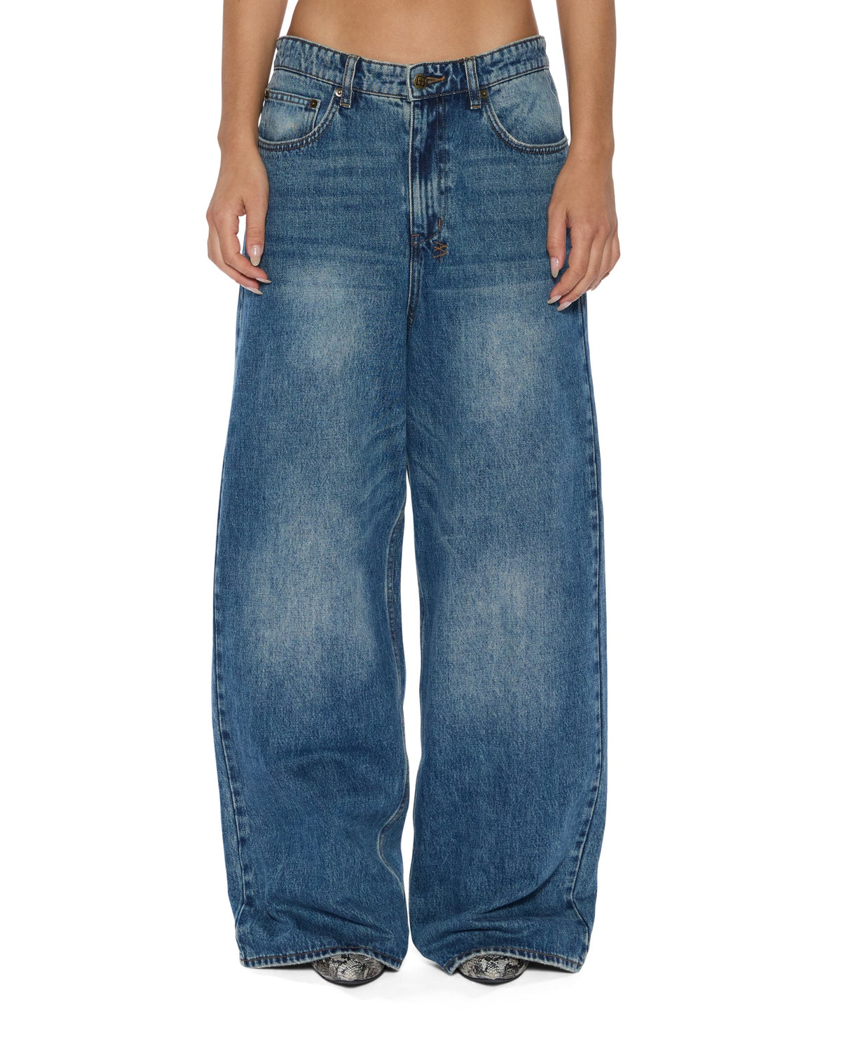 WOMENS KSUPER AGED DENIM JEANS