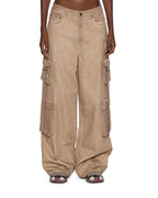 Womens Ksuper Cargo Terra Baggy Denim Jeans - Brown