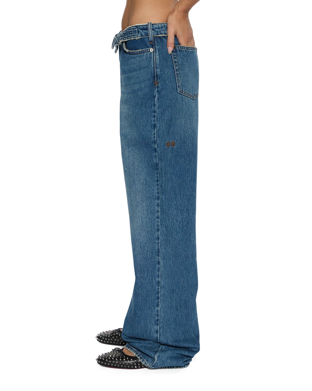 WOMENS LOW RIDER FLIP AGED DENIM JEANS