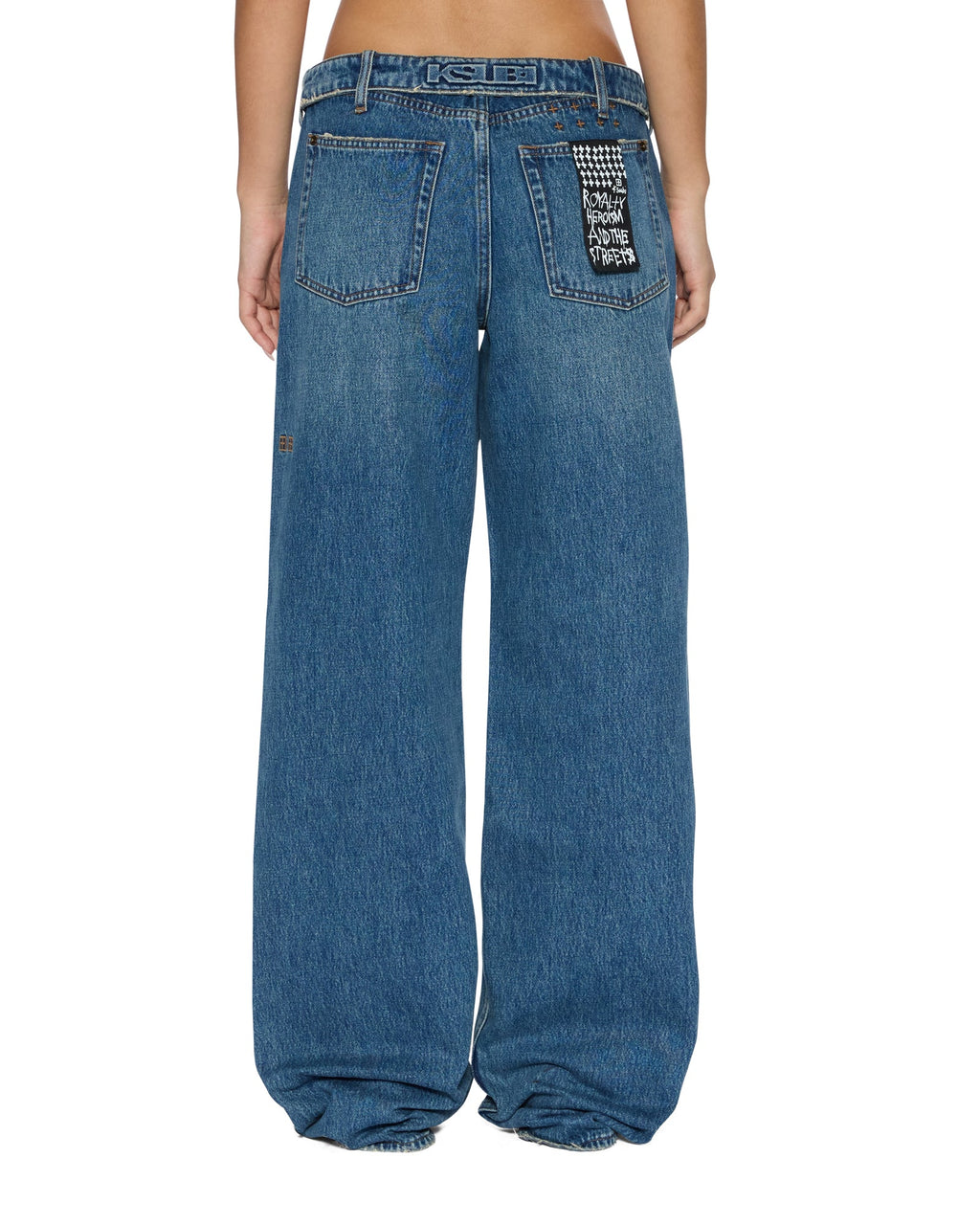 WOMENS LOW RIDER FLIP AGED DENIM JEANS