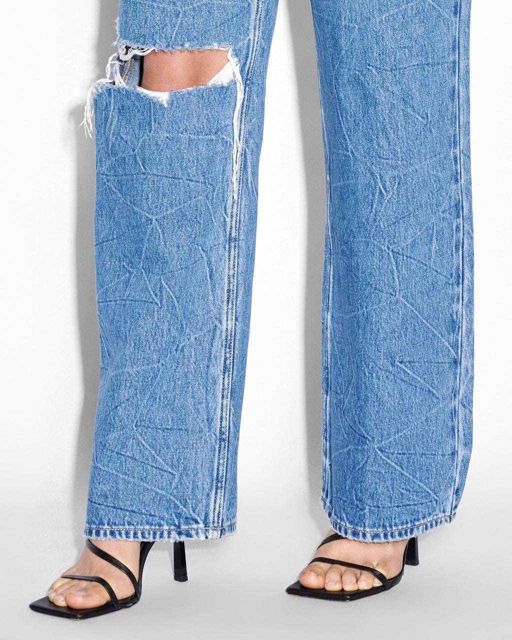 WOMENS LOW RIDER RAMBLE TRASHED DENIM JEANS