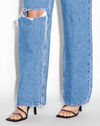 WOMENS LOW RIDER RAMBLE TRASHED DENIM JEANS