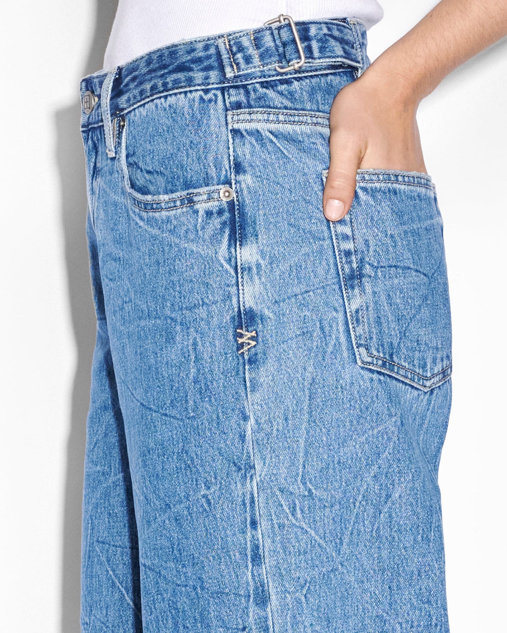 WOMENS LOW RIDER RAMBLE TRASHED DENIM JEANS