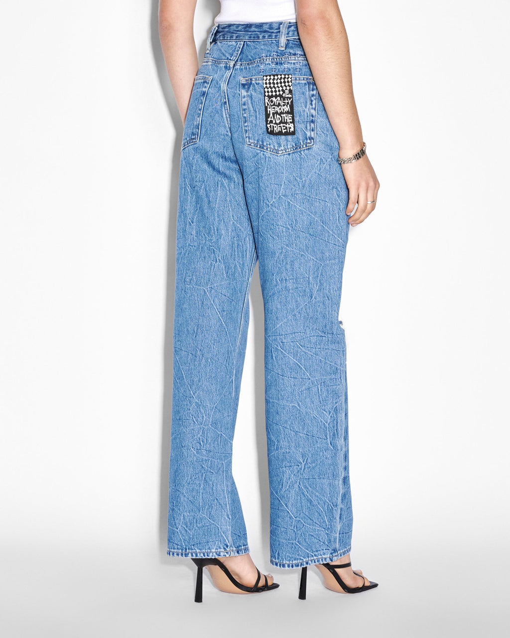 WOMENS LOW RIDER RAMBLE TRASHED DENIM JEANS